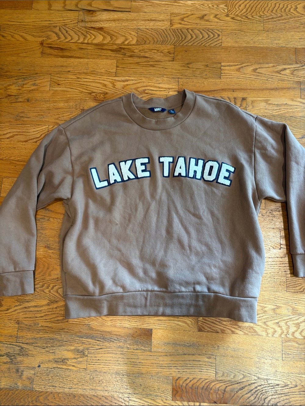 Lands' End Brown 'Lake Tahoe' Crewneck Sweatshirt with White Applique